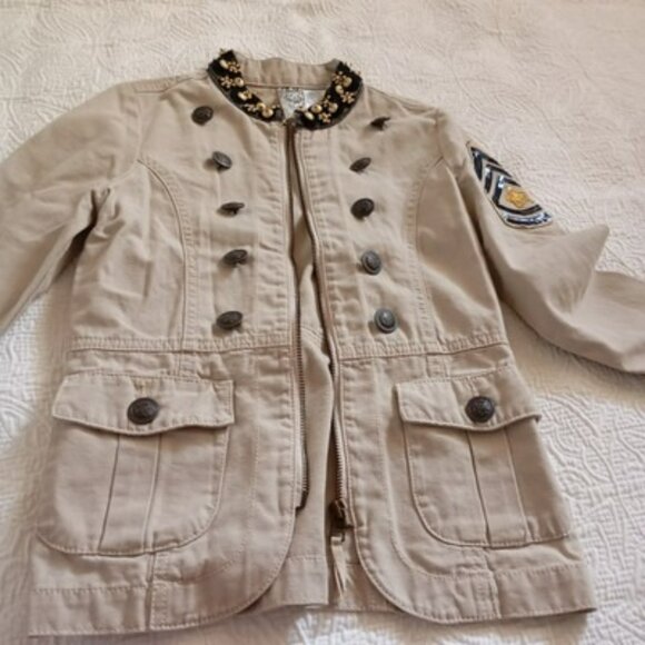 NEW Guess Military-Style Beige Jacket Kids Embellished Collar & Button Accents M - Picture 9 of 13